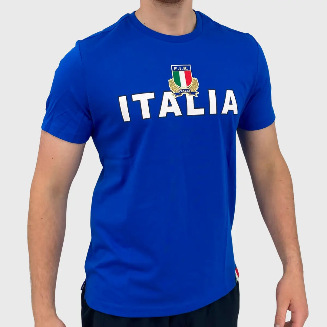 Macron Italy Rugby Cotton Tee Royal - Rugbystuff.com