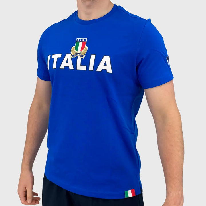 Macron Italy Rugby Cotton Tee Royal - Rugbystuff.com