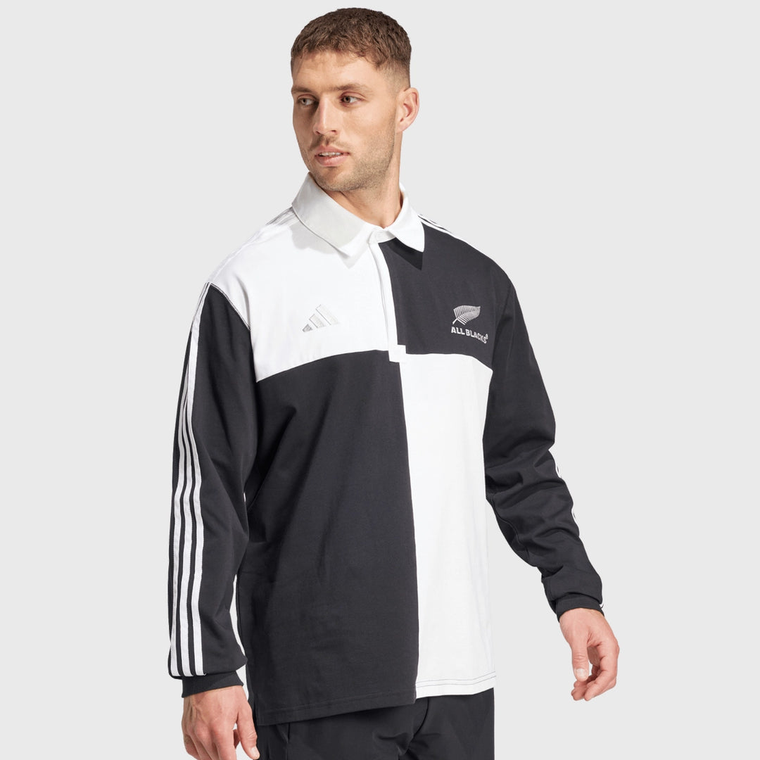 Adidas All Blacks Long Sleeve Culture Jersey White/Black - Rugbystuff.com