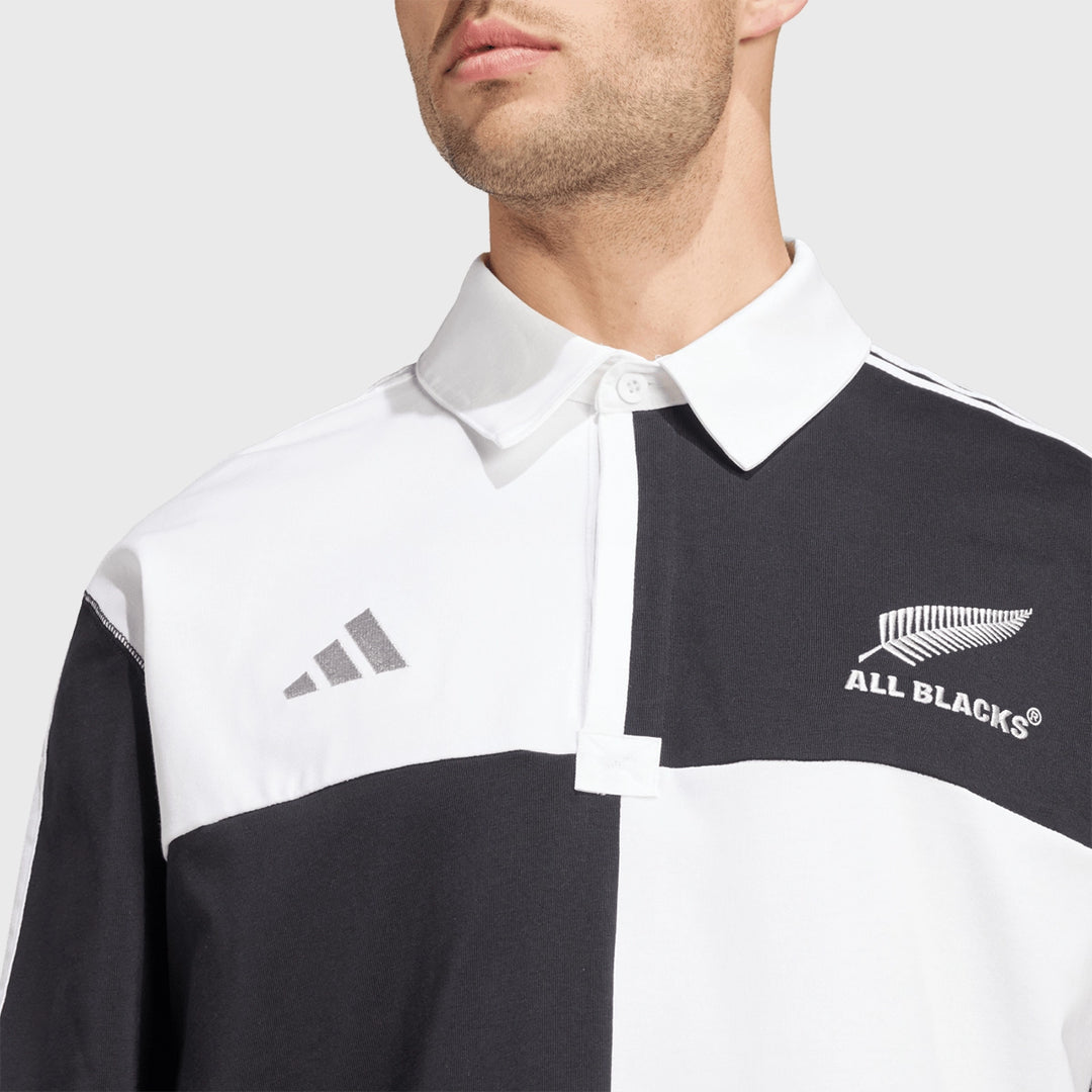 Adidas All Blacks Long Sleeve Culture Jersey White/Black - Rugbystuff.com