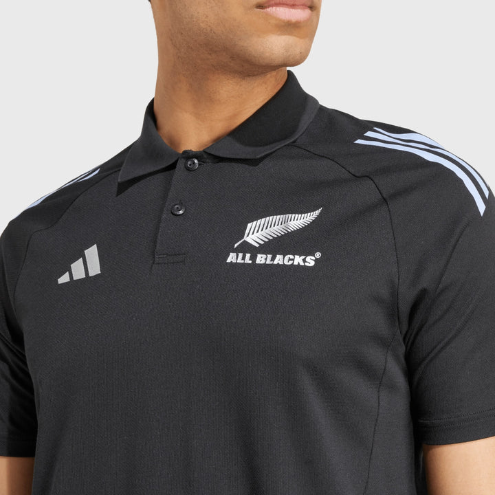 Adidas All Blacks Polo Shirt Black/Blue Spark - Rugbystuff.com