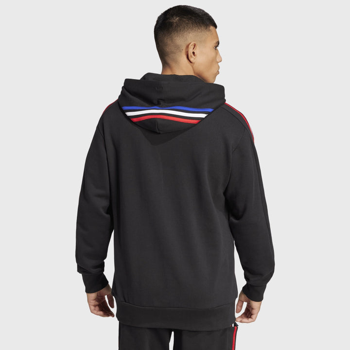 Adidas France Rugby 3 Stripe Hoody Black - Rugbystuff.com