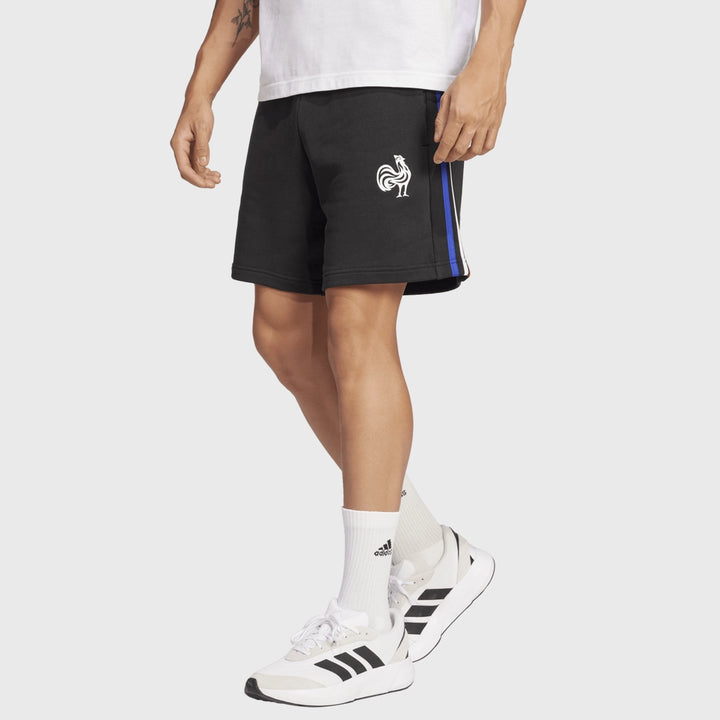 Adidas France Rugby 3 Stripe Shorts Black - Rugbystuff.com