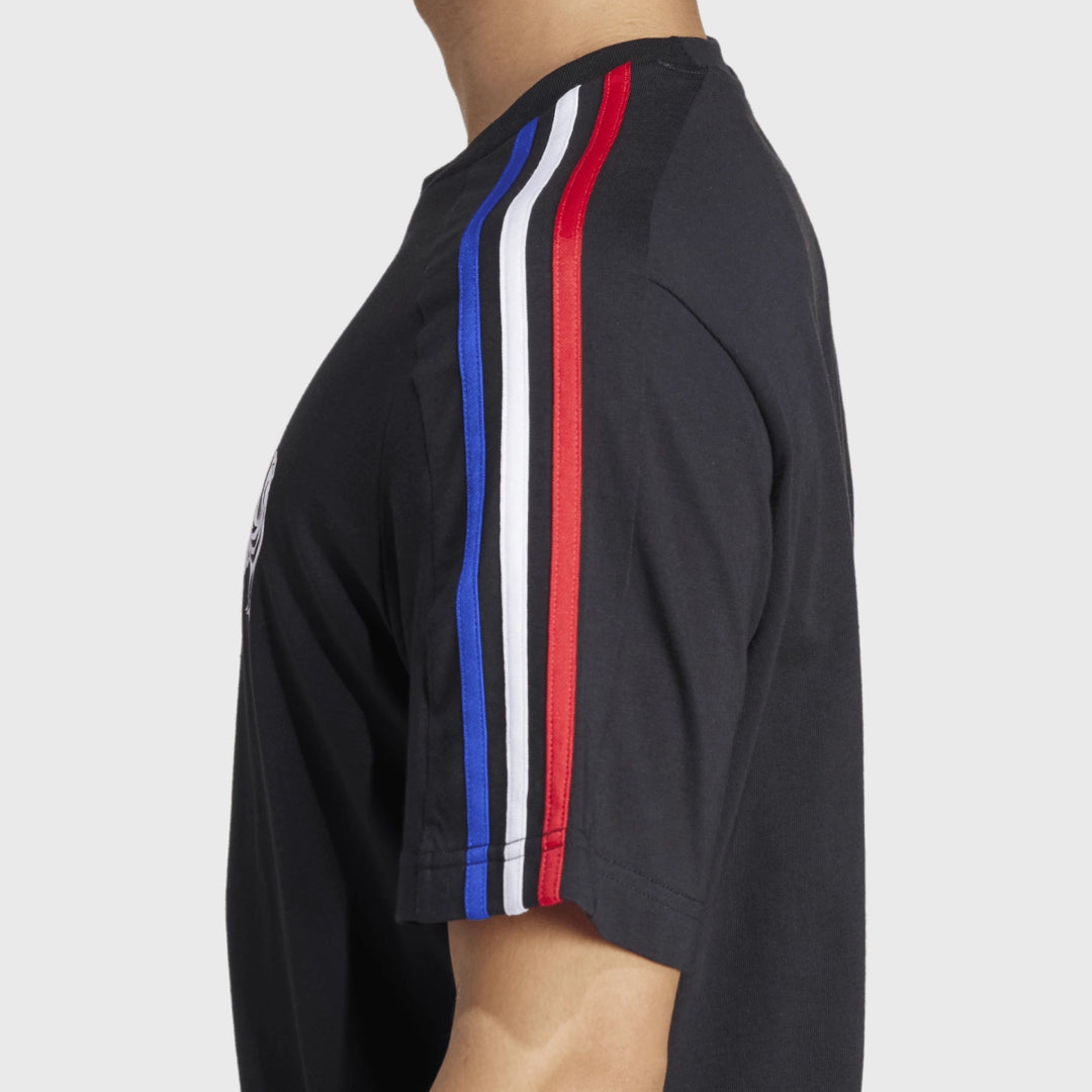 Adidas France Rugby 3 Stripe Tee Black - Rugbystuff.com