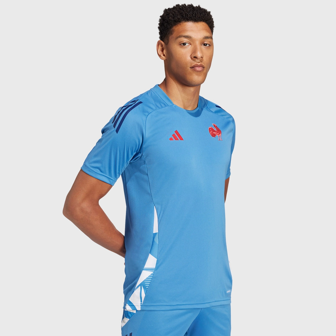 Adidas France Rugby Performance Tee Focus Blue - Rugbystuff.com