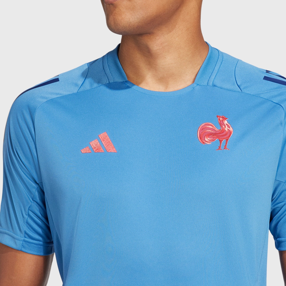 Adidas France Rugby Performance Tee Focus Blue - Rugbystuff.com