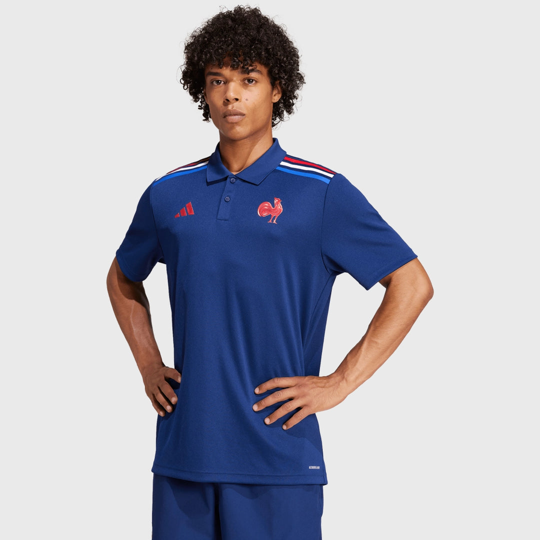 Adidas France Rugby Supporters Polo Shirt Dark Blue - Rugbystuff.com