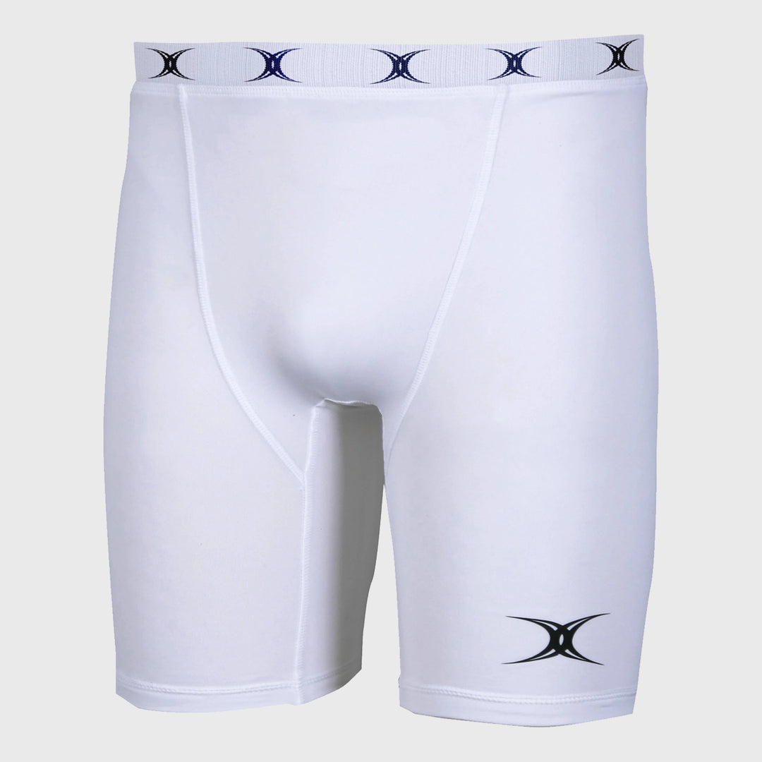 Gilbert Men's Atomic Baselayer Shorts White - Rugbystuff.com