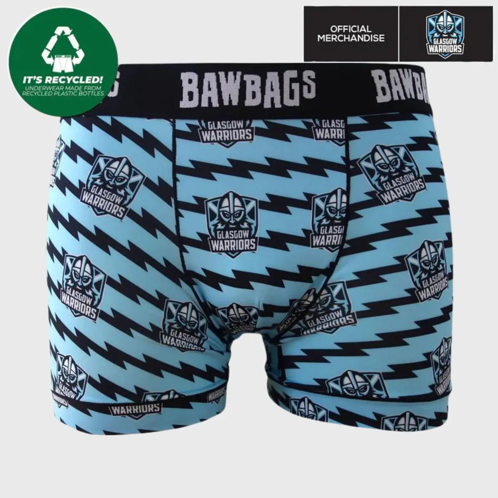 Bawbags Glasgow Warriors Stripe Technical Boxer Shorts - Rugbystuff.com