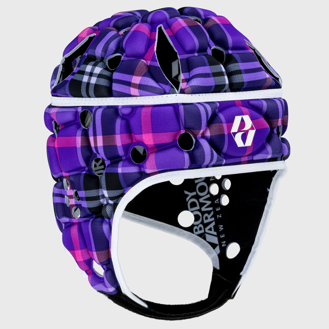 Body Armour Kid's Ventilator Rugby Headguard Purple Tartan - Rugbystuff.com