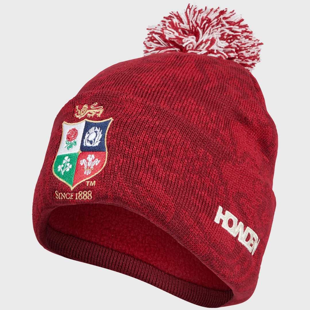 Canterbury British & Irish Lions Fleece Lined Bobble Beanie Hat Red - Rugbystuff.com