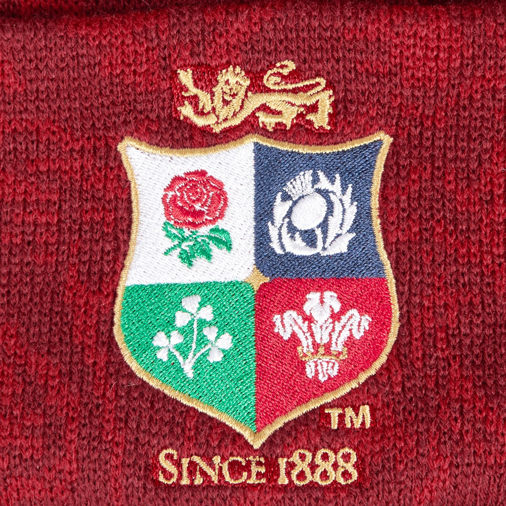 Canterbury British & Irish Lions Fleece Lined Bobble Beanie Hat Red - Rugbystuff.com