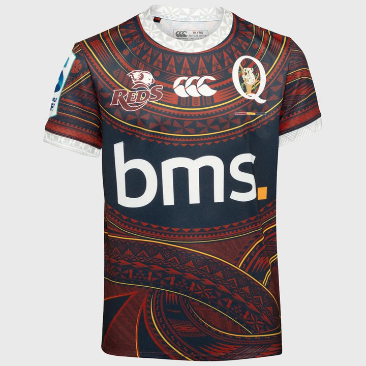 Canterbury Queensland Reds Kid's Pasifika Warm Up Tee 2025 - Rugbystuff.com