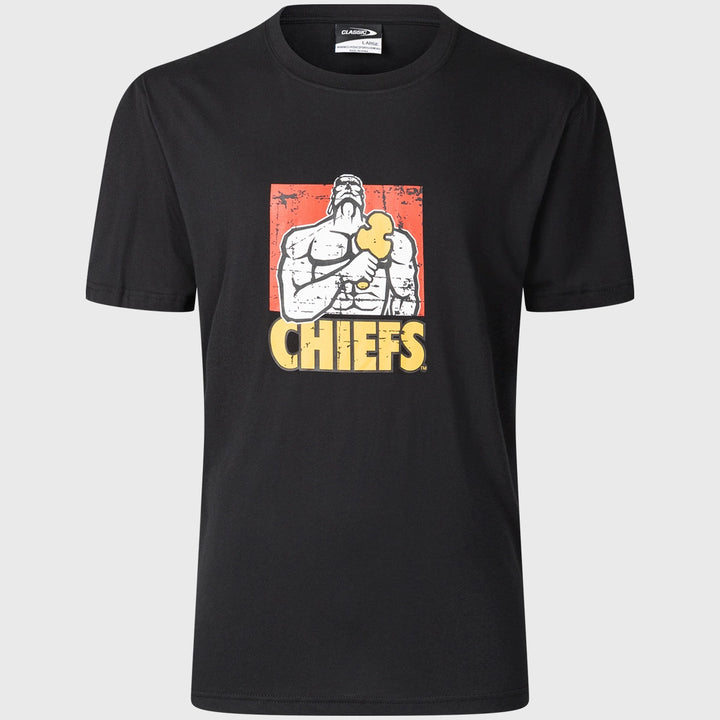 Classic Chiefs Super Rugby Distressed Logo Cotton Tee Black - Rugbystuff.com