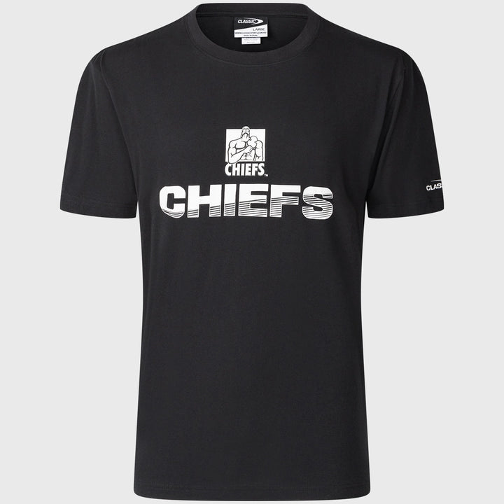 Classic Chiefs Super Rugby Logo Cotton Tee Black - Rugbystuff.com