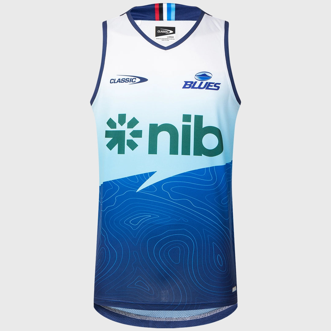 Classic Blues Super Rugby Training Singlet White 2025 - Rugbystuff.com