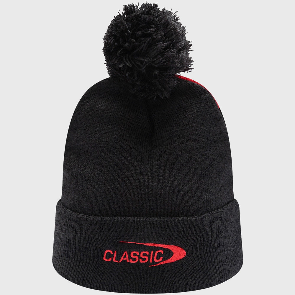 Classic Crusaders Super Rugby Bobble Beanie Hat Black 2025 - Rugbystuff.com