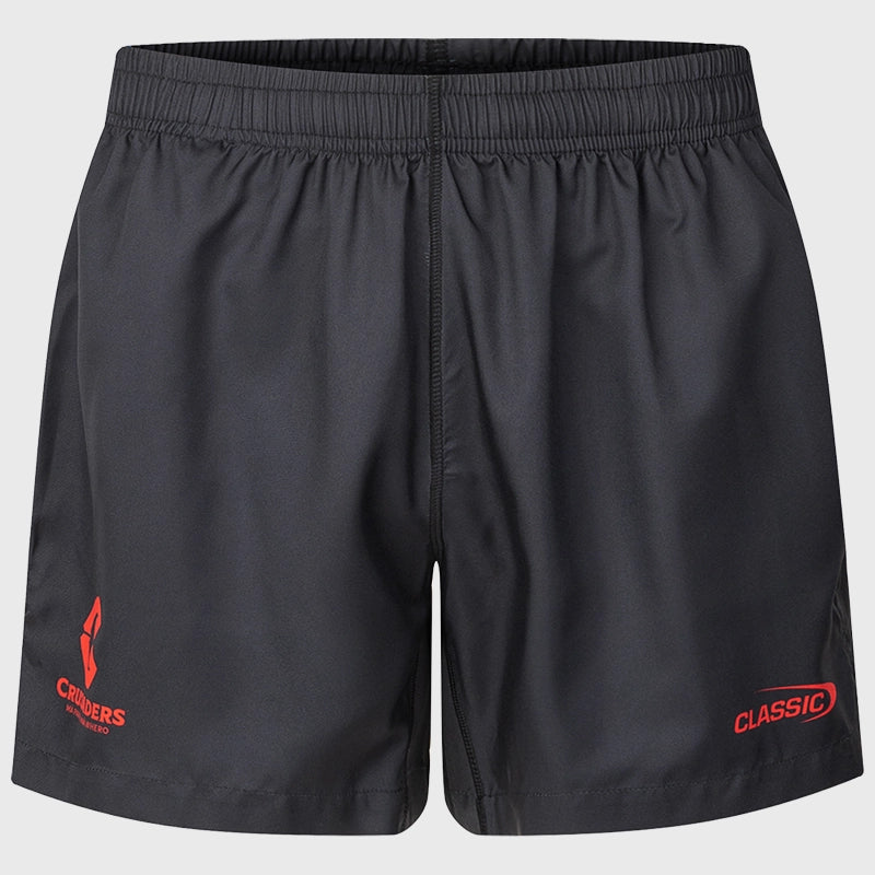 Classic Crusaders Super Rugby Performance Gym Shorts Black 2025 - Rugbystuff.com