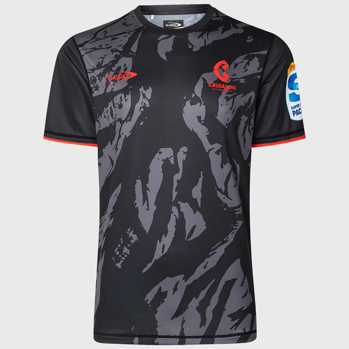 Classic Crusaders Super Rugby Training Tee Black 2025 - Rugbystuff.com