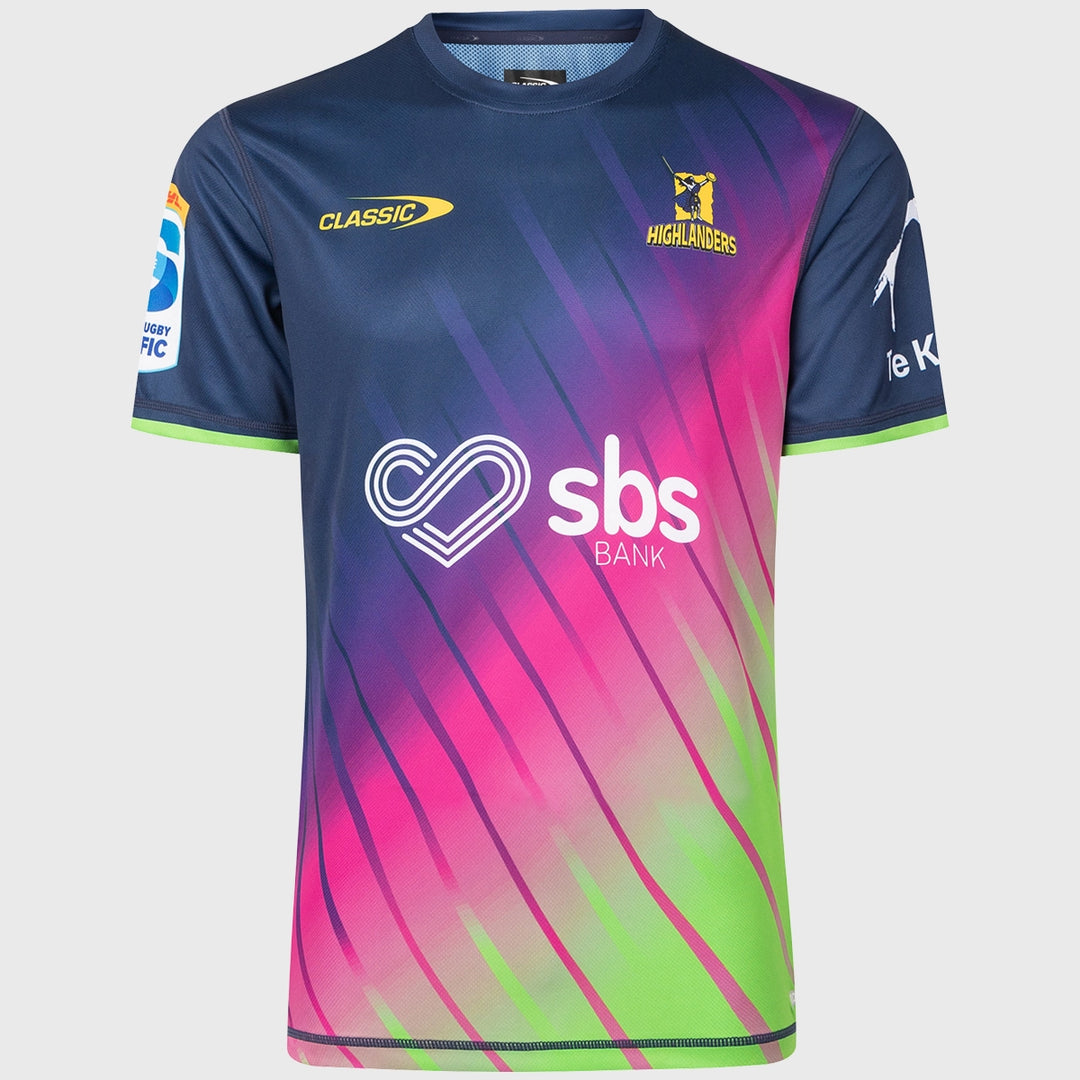 Classic Highlanders Super Rugby Training Tee Navy 2025 - Rugbystuff.com