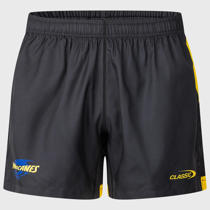 Classic Hurricanes Super Rugby Performance Gym Shorts Black 2025 - Rugbystuff.com