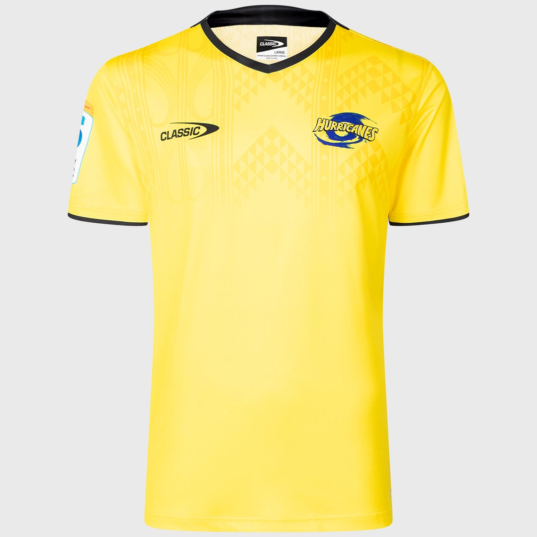 Classic Hurricanes Super Rugby Training Tee Yellow 2025 - Rugbystuff.com