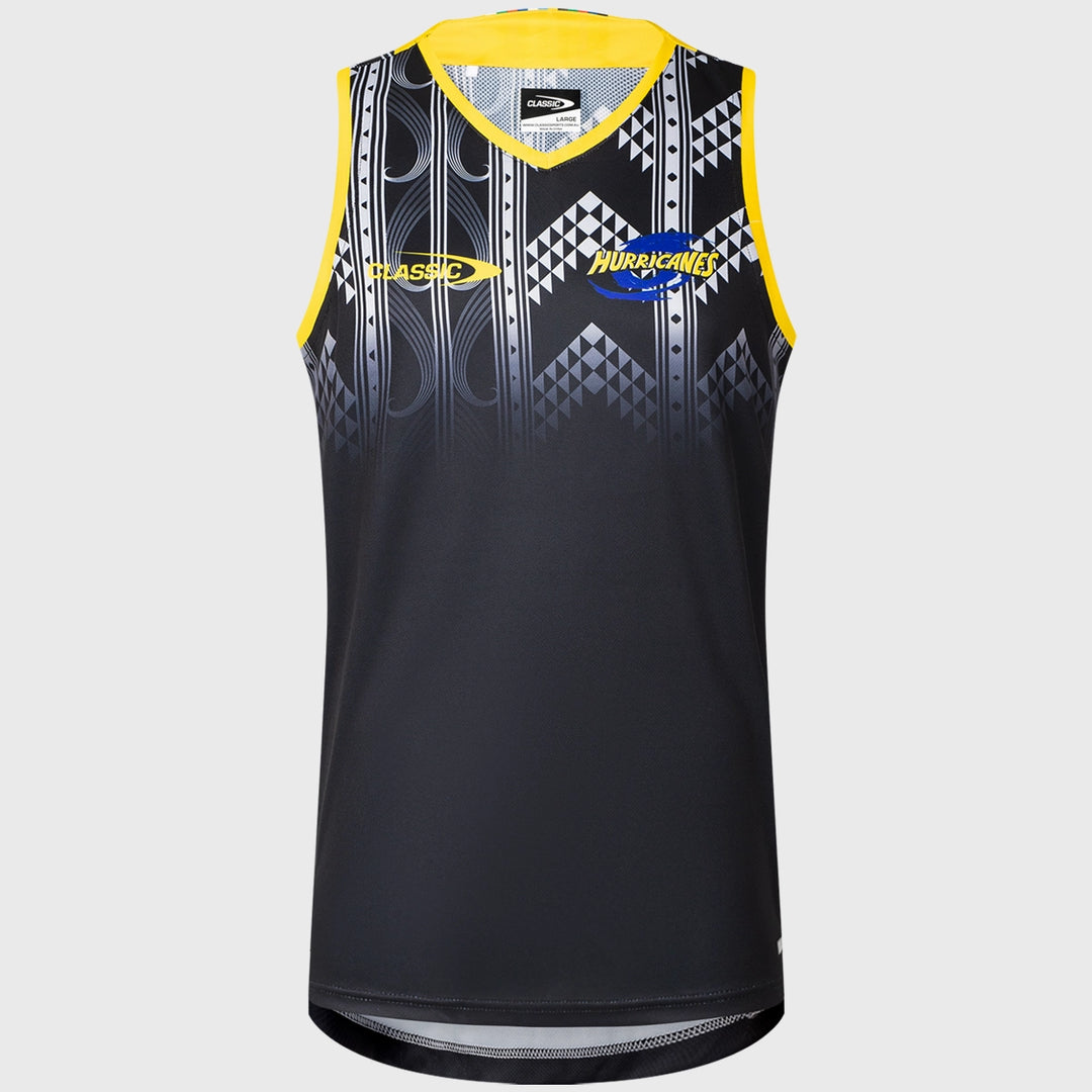 Classic Hurricanes Super Rugby Training Singlet Black 2025 - Rugbystuff.com