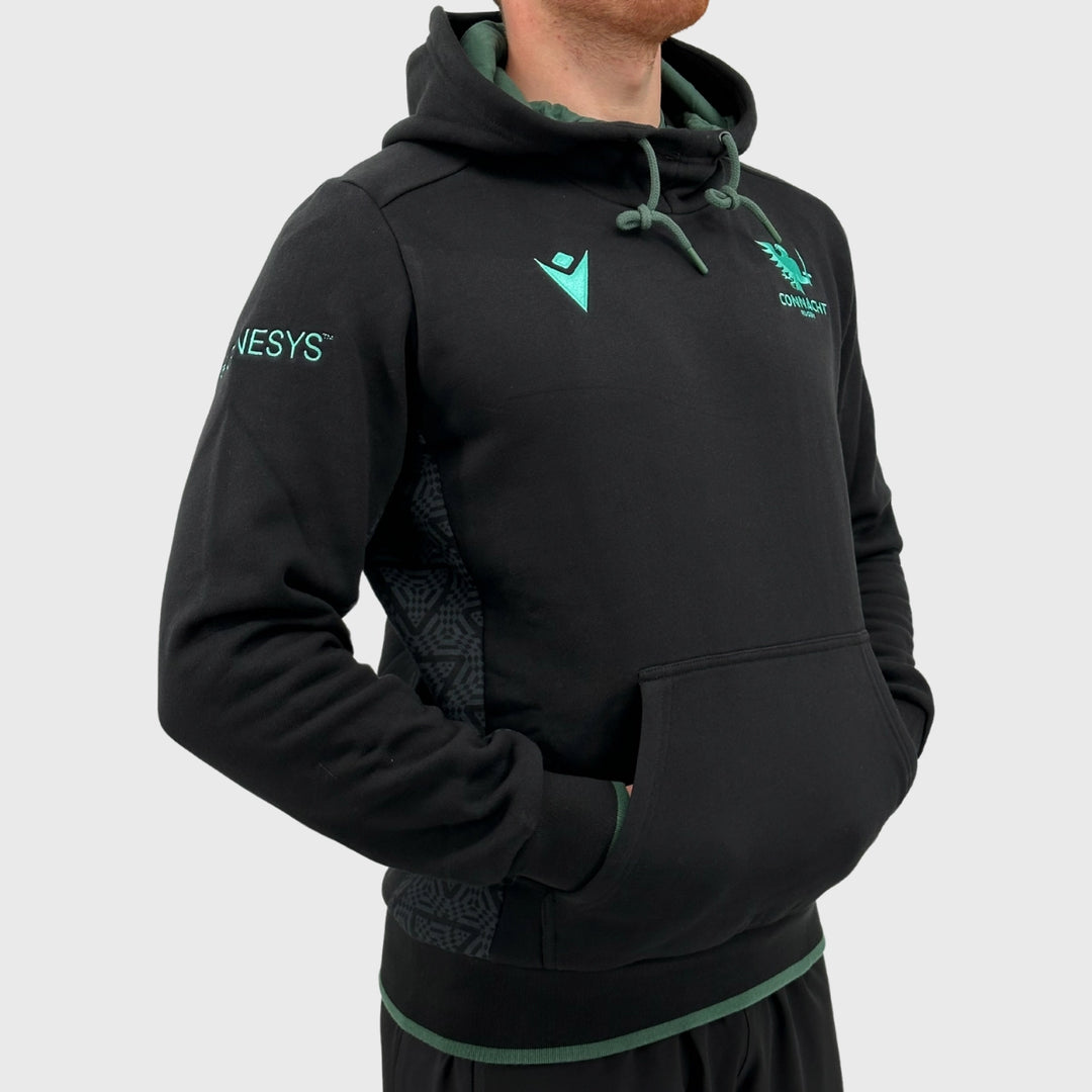 Macron Connacht Rugby Hoody Black - Rugbystuff.com