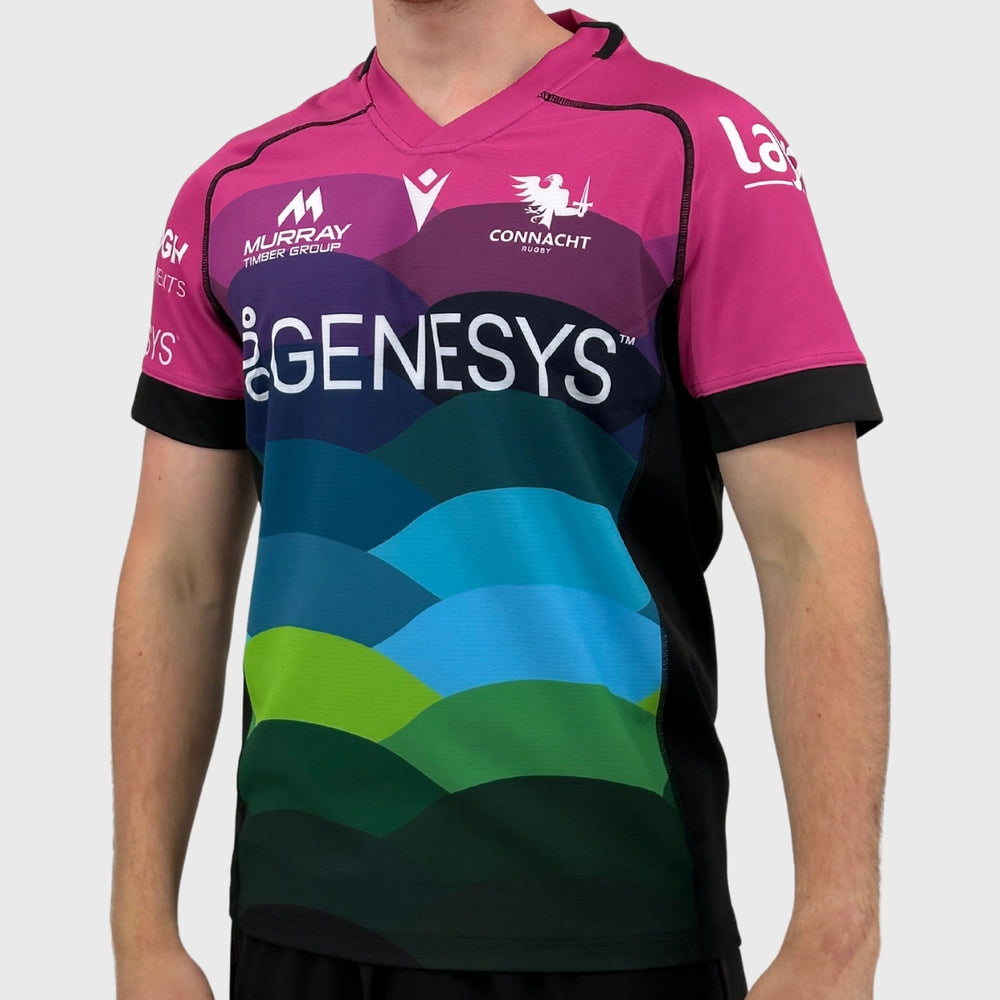 Macron Connacht Rugby Training Shirt Pink/Black - Rugbystuff.com