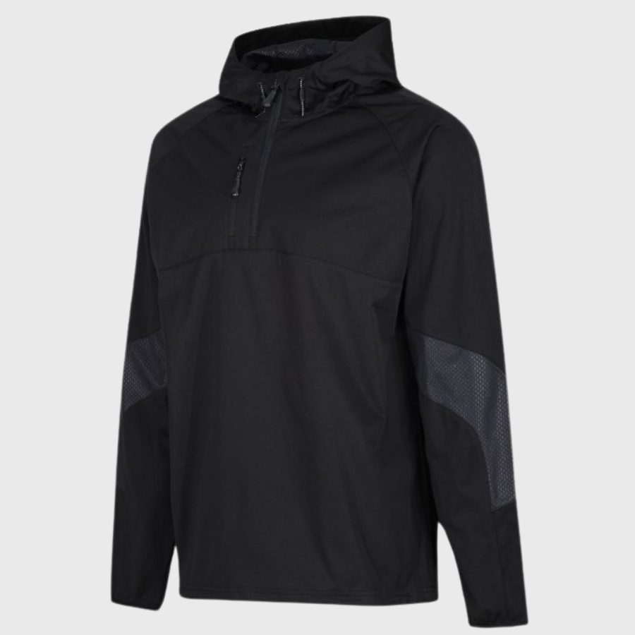 Kid's 1/4 Zip Hooded Jacket Black - Rugbystuff.com