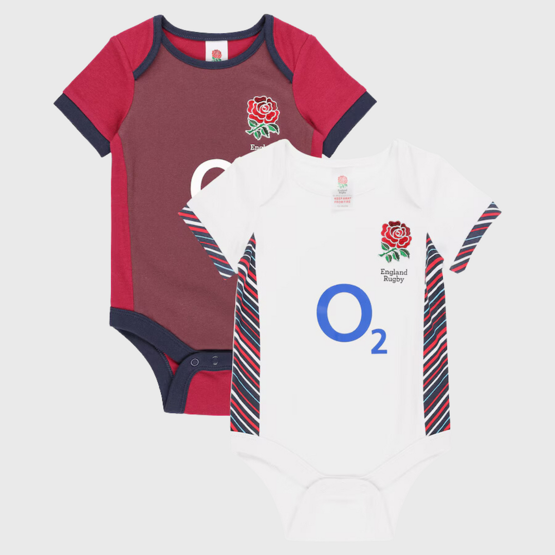 Brecrest England Rugby Baby Bodysuit 2 Pack 2024/25 - Rugbystuff.com