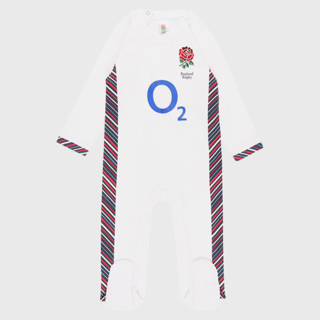 Brecrest England Rugby Home Baby Sleepsuit 2024/25 - Rugbystuff.com