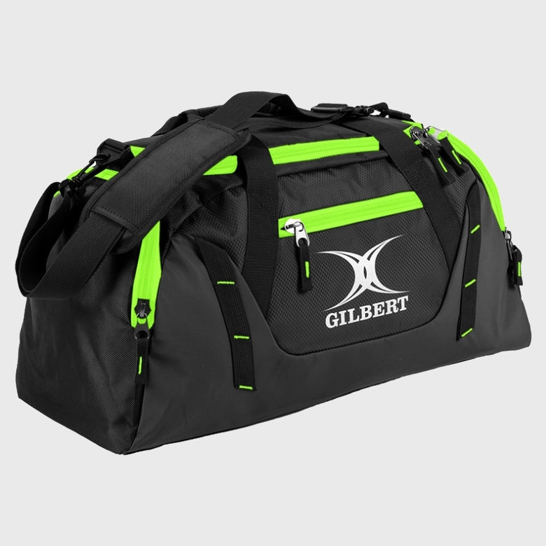 Gilbert Club V4 Rugby Players Holdall Black/Fluo Green - Rugbystuff.com