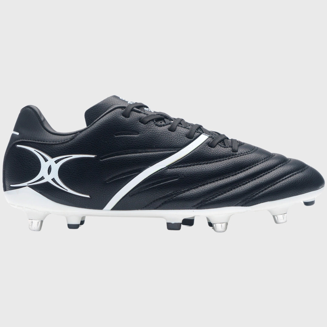 Gilbert Sidestep X20 Power 6 Stud Rugby Boots Black/White - Rugbystuff.com