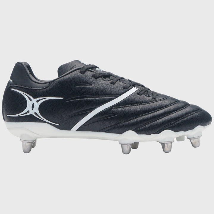 Gilbert Sidestep X20 Power 8 Stud Rugby Boots Black/White - Rugbystuff.com