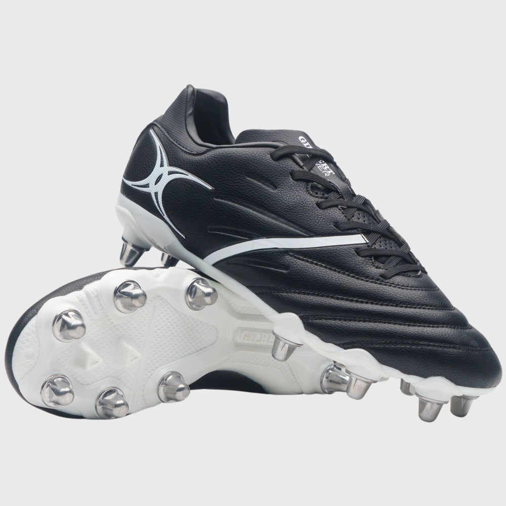 Gilbert Sidestep X20 Power 8 Stud Rugby Boots Black/White - Rugbystuff.com