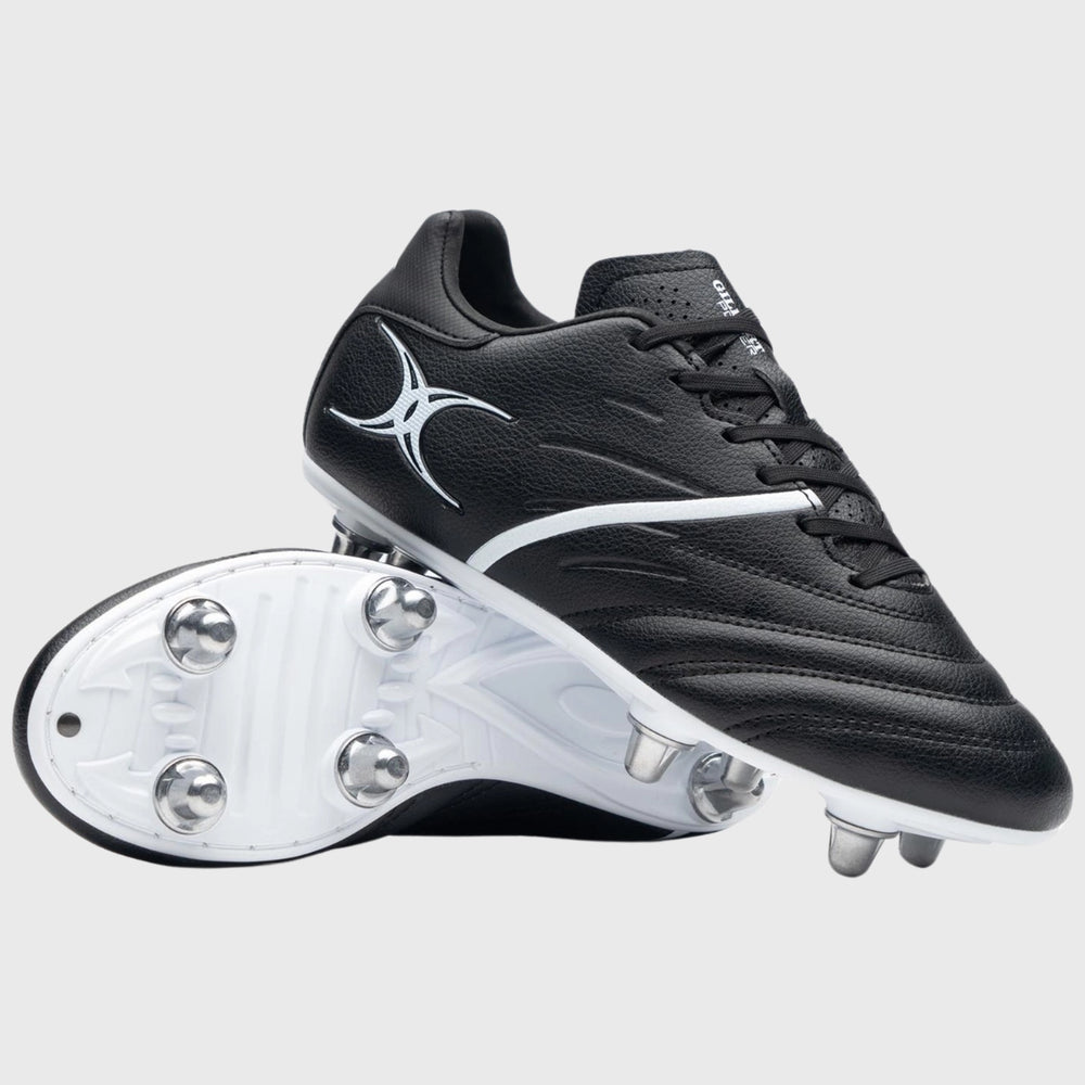 Gilbert Sidestep X20 Junior 6 Stud Rugby Boots Black/White - Rugbystuff.com