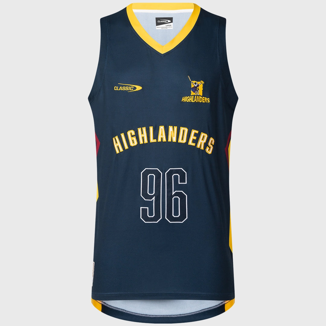 Classic Highlanders Super Rugby Basketball Jersey Navy 2025 - Rugbystuff.com