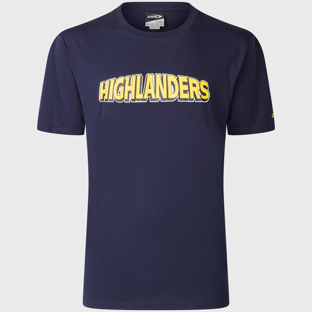 Classic Highlanders Super Rugby Logo Cotton Tee Navy - Rugbystuff.com