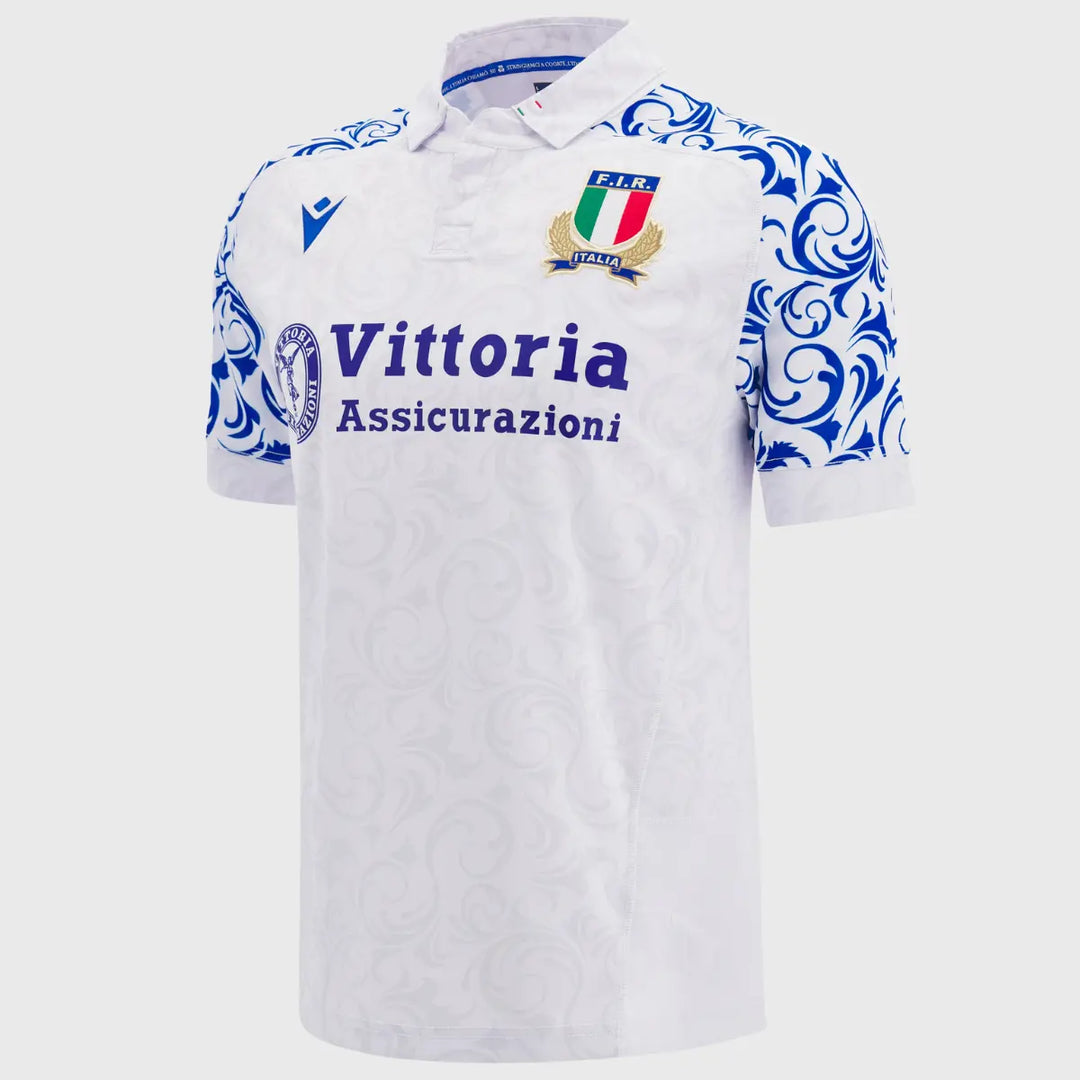 Macron Italy Kid's Away Replica Rugby Shirt 2024/25 - Rugbystuff.com