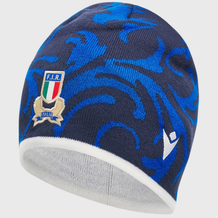 Macron Italy Rugby Beanie Hat Navy/Royal - Rugbystuff.com