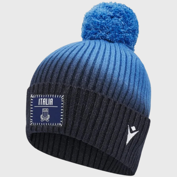 Macron Italy Rugby Fade Bobble Beanie Hat - Rugbystuff.com