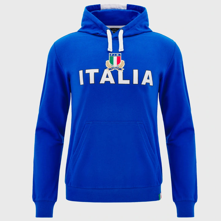 Macron Italy Rugby Cotton Hoody Royal - Rugbystuff.com