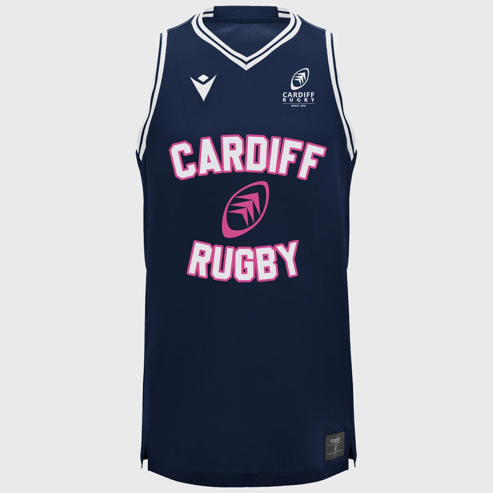 Macron Cardiff Rugby Training Basketball Singlet Navy - Rugbystuff.com