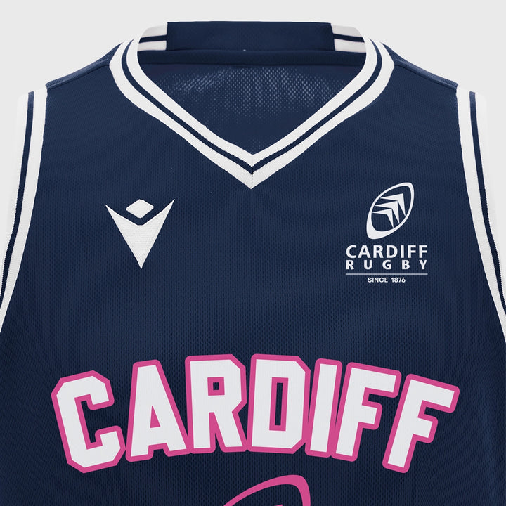 Macron Cardiff Rugby Training Basketball Singlet Navy - Rugbystuff.com