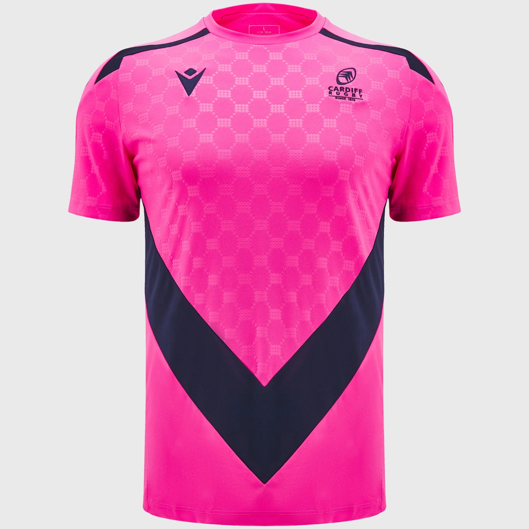 Macron Cardiff Rugby Poly Tee Pink - Rugbystuff.com