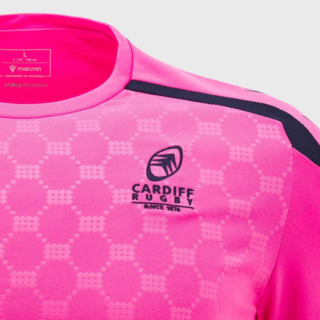 Macron Cardiff Rugby Poly Tee Pink - Rugbystuff.com