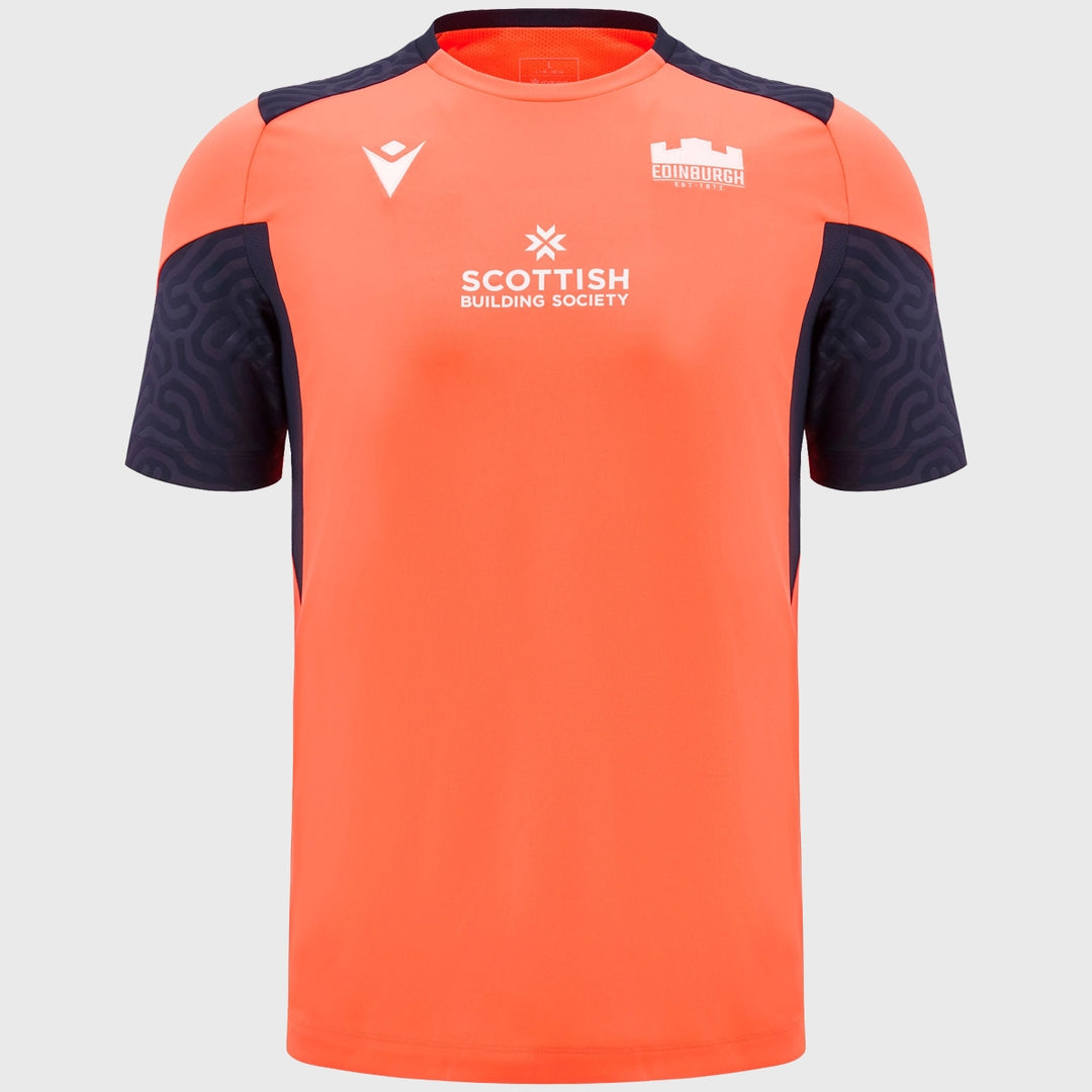 Macron Edinburgh Rugby Poly Tee Coral Pink - Rugbystuff.com