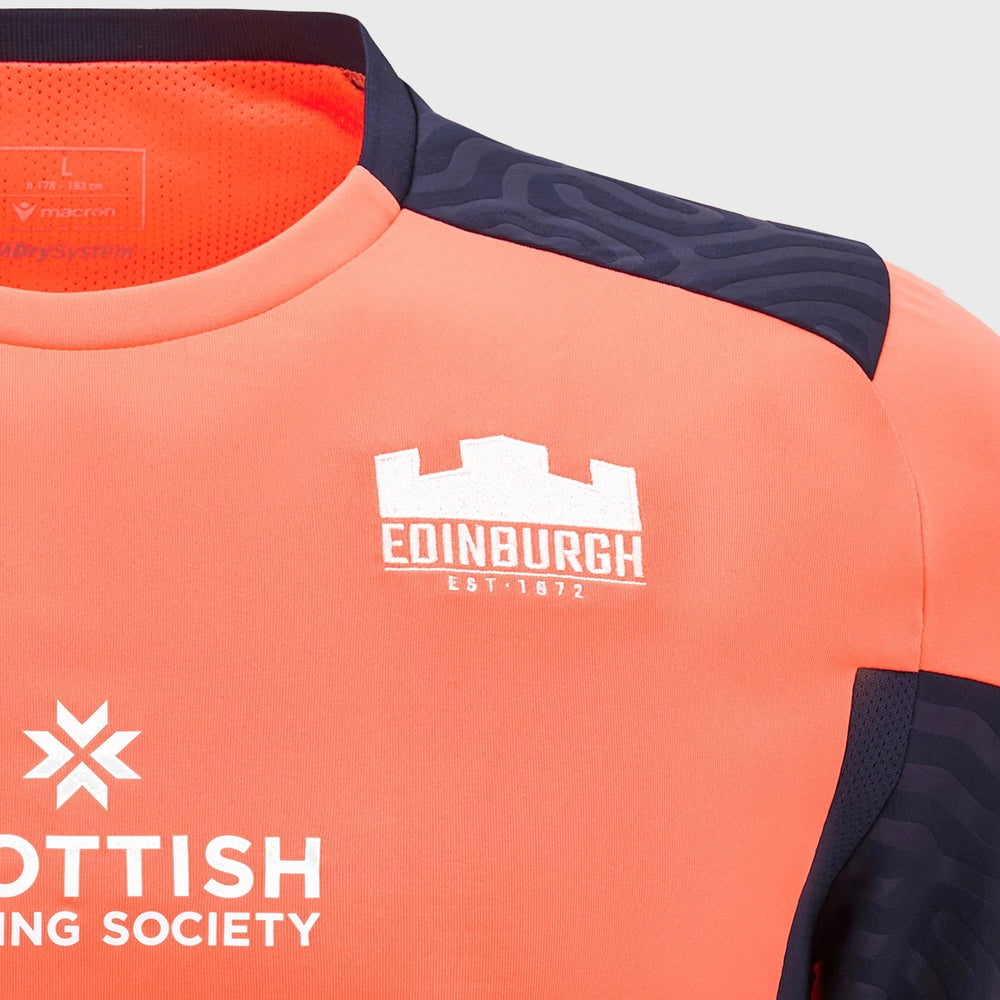 Macron Edinburgh Rugby Kid's Poly Tee Coral Pink - Rugbystuff.com