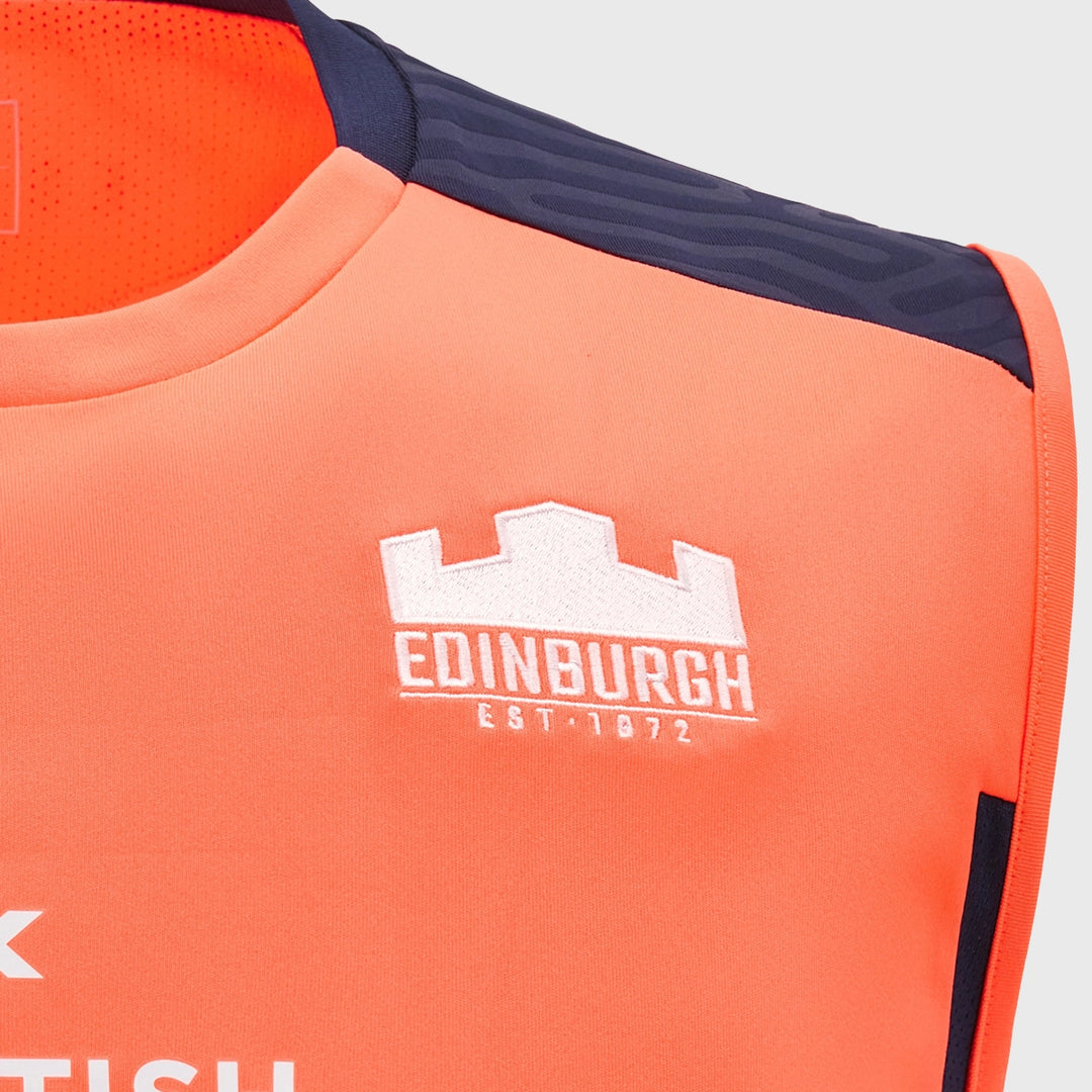 Macron Edinburgh Rugby Sleeveless Poly Tee Coral Pink - Rugbystuff.com